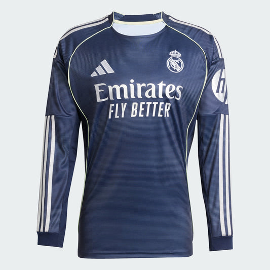adidas Mens Real Madrid Long Sleeve Away Jersey 25/26
