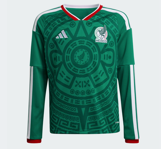 adidas Youth Mexico Home LS Jersey 25/26